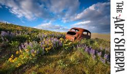 How to paint with Acrylic on Canvas old rusty car in flowers