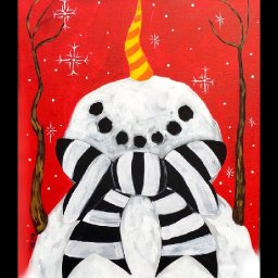 Learn to paint Acrylic for Beginners Snowman Catching Snowflakes