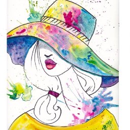 Beginners How to paint with watercolor a Fashion Girl with Splashy Hat