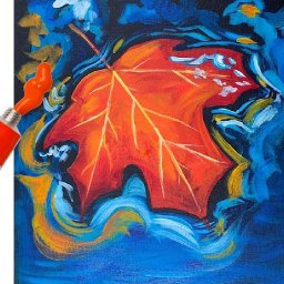 How to paint with Acrylic on Canvas Floating Fall leaf