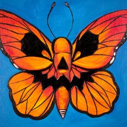 Easy Painting in acrylic Butterfly with jack o'lantern Face