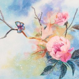 Beginners  Painting in acrylic Snow Roses Live stream