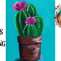 Easy Painting in acrylic Cute Cactus Live Streaming