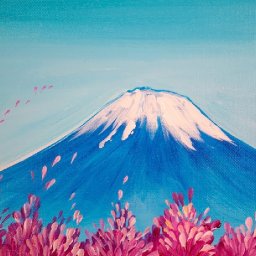 Simple Painting in acrylic Mt Fuji Cherry Blossom 🗻🌸 Live streaming