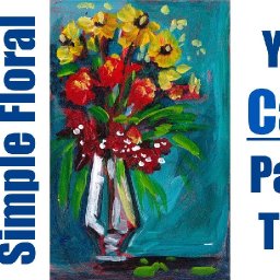 Easy Painting in acrylic Flowers in Tall Vase step by step 🎨🌸🖌