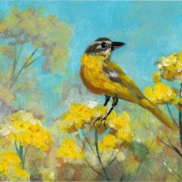 Yellow Bird in Flowers step by step  Painting in acrylic Live Streaming