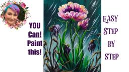 Flower in Rain Easy Painting in acrylic Live streaming