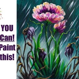 Flower in Rain Easy Painting in acrylic Live streaming