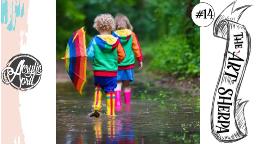 Colorful kids in the rain easy loose step by step Acrylic April day #14