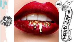 easy Red lips Dripping gold loose easy step by step Acrylic April day #13