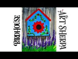 How to paint Acrylic Bird house with Lavender Easy
