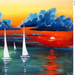 Easy painting tutorial for beginners Abstract  Sailboats Sunset ☀️🚢