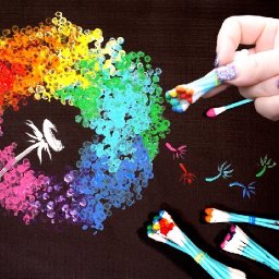 Rainbow Dandelion Q Tip Acrylic Painting for Beginners tutorial 🌈🎨💜