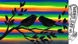 New Technique 6 Color brushstroke Love Birds Silhouette painting EASY