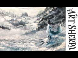 How to paint Misty Mountains Ice Wolves with Acrylic on Canvas