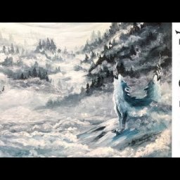 How to paint Misty Mountains Ice Wolves with Acrylic on Canvas
