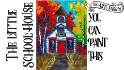 Fall tree School House Easy Acrylic painting techniques step by step