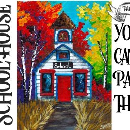 Fall tree School House Easy Acrylic painting techniques step by step