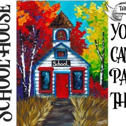 Fall tree School House Easy Acrylic painting techniques step by step