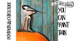 Easy Acrylic painting Chickadee and Pumpkin step by step