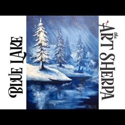 Simple Winter Landscape Frozen Lake with Pines Acrylic Painting tutorial