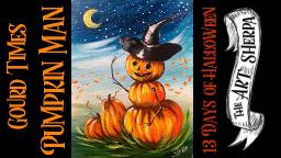 Pumpkin Man Returns Easy Acrylic painting step by step 13 days of Halloween