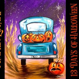 Vintage Truck and Jack O Lantern  Easy Acrylic painting step by step  #13 Days of Halloween