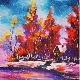 Fall Snow Landscape Easy Acrylic painting tutorial step by step Live Streaming