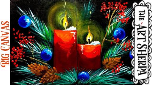 Large Canvas Holiday Floral Easy Acrylic Painting Tutorial Step By Step
