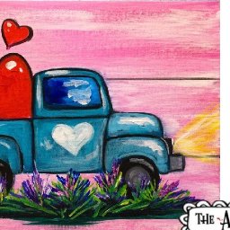 Vintage Truck with hearts Easy Acrylic painting tutorial step by step Live Streaming