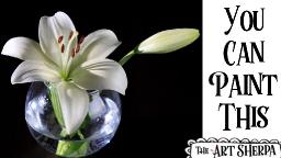 White lily in a glass vase Acrylic painting tutorial step by step Live Streaming