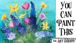 Easy Abstract Flowers  Acrylic painting tutorial step by step Live Streaming