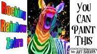 Easy Rainbow Zebra Acrylic painting tutorial step by step Live Streaming