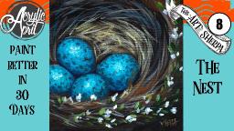 Robins Egg Nest Easy Daily Painting  Step by step Acrylic Tutorials Day8  #AcrylicApril2020