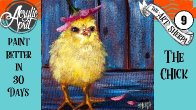 Fluffy Baby Chick  Easy Daily Painting  Step by step Acrylic Tutorials Day 9  #AcrylicApril2020