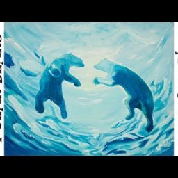 How to paint with Acrylic on Canvas Underwater Swimming Polar Bears