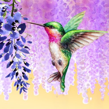Hummingbird and Lilacs Reference