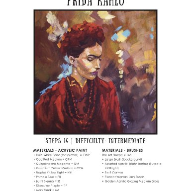 Frida Kahlo How to paint step by step mini book 