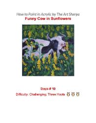 Funny Moo  cow in Sunflower Step by step 