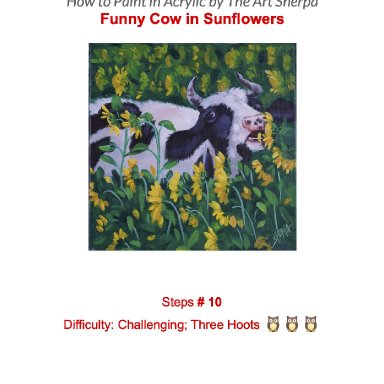 Funny Moo  cow in Sunflower Step by step 