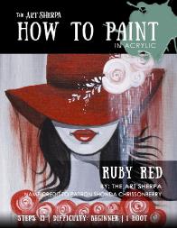 Ruby Red Lady in Hat with roses Minibook 