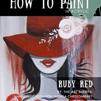 Ruby Red Lady in Hat with roses Minibook 