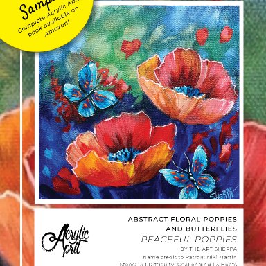 Abstract Floral Poppies & Butterflies