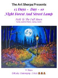 Night Forest and Street Lamp