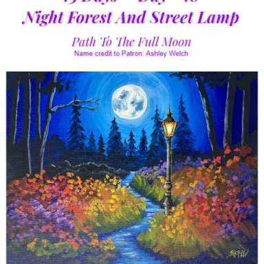 Night Forest and Street Lamp