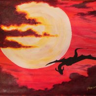 Fiery Sunset Dragon Sky