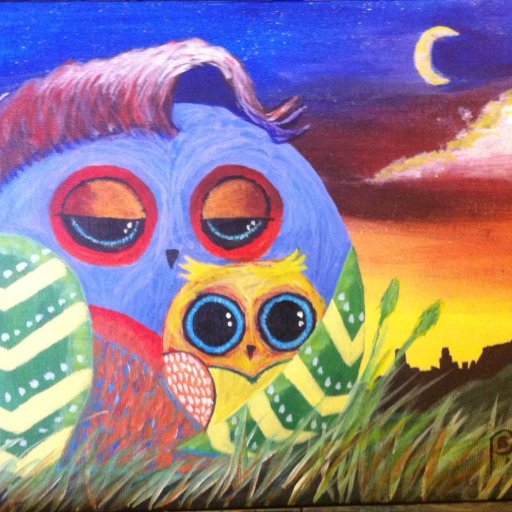 9th Painting - Owl Family - May 2016