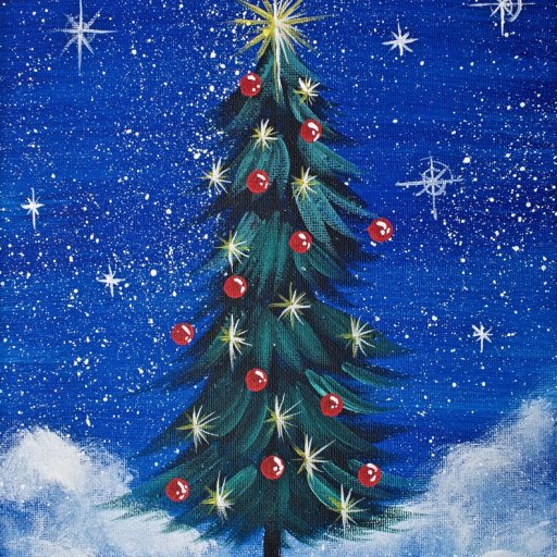 Simple Christmas TREE Step by Step Acrylic Painting on Canvas for Beginners