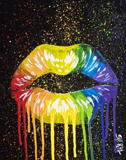 Beginners Drippy Rainbow Lips Acrylic Painting On Canvas # ...