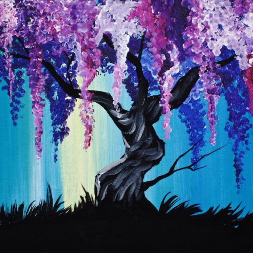 Wisteria Willow Tree Q Tip Painting Technique for BEGINNERS EASY Acrylic Painting